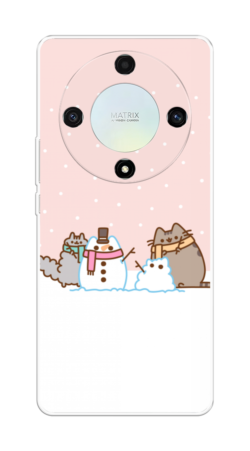 

Чехол на Honor X9A "Котики в снегу", Розовый;белый;серый, 6120850-5