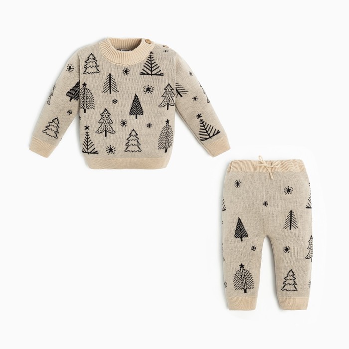 

Костюм повседневный детский Крошка Я Ёлочки, бежевый, 86, Ёлочки