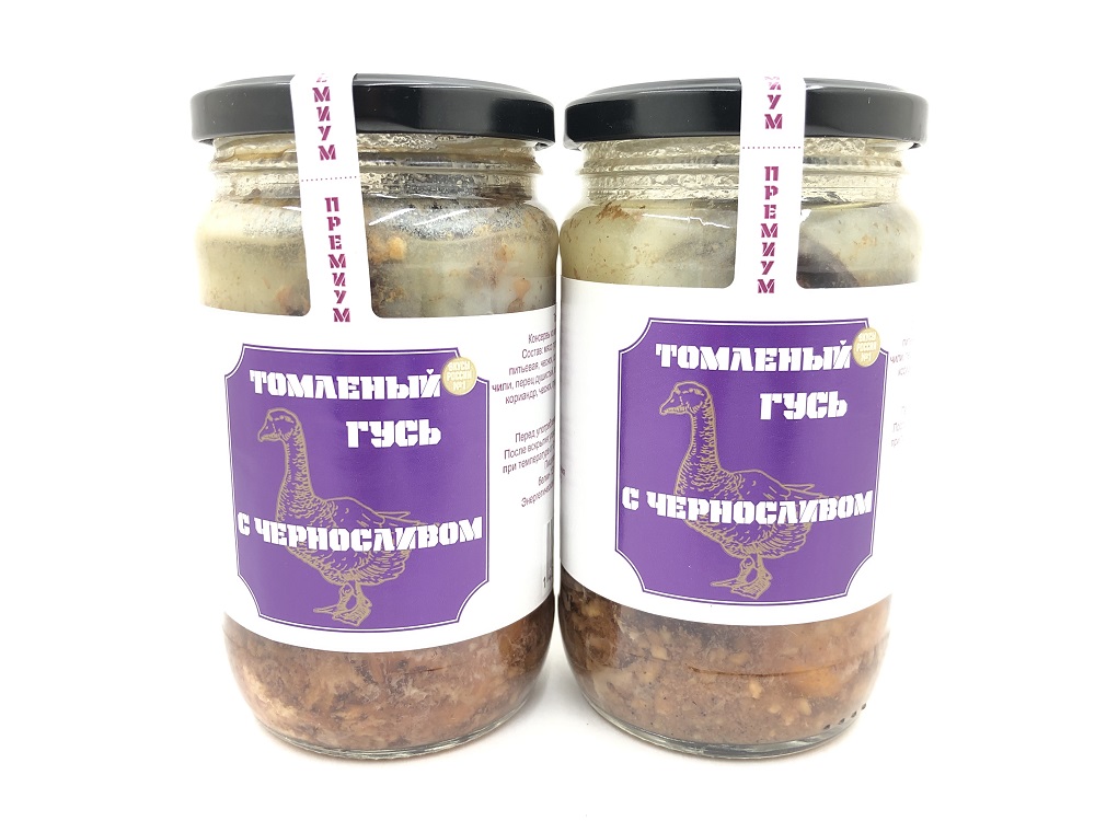 

Гусь томлёный Гусиная столица с черносливом, 2 шт по 330 г, Гусь