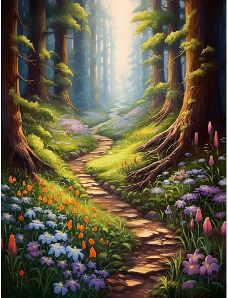 

Алмазная мозаика на подрамнике Тропа в цветах, 40x30 см, 50 цветов, 66957, ПРА-429