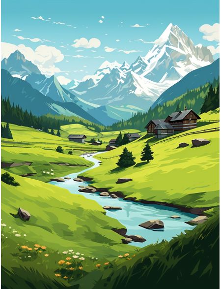 

Алмазная мозаика на подрамнике Река в поле, 50x40 см, 50 цветов, 66950, ПРА-428