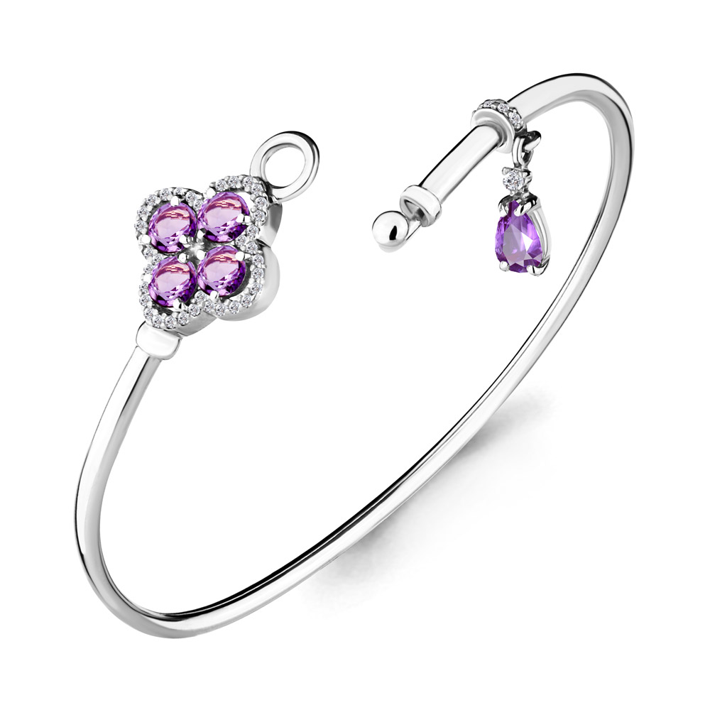 

Браслет из серебра с аметистом Aquamarine Aquamarine 7438304А_925_р р. 17, 7438304А_925_р