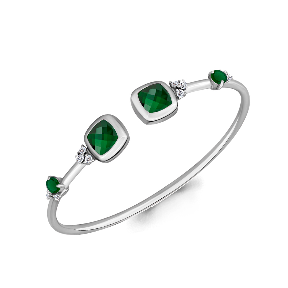 

Браслет из серебра с агатом\фианитом Aquamarine Aquamarine 7437809А_925_р р. 16, 7437809А_925_р