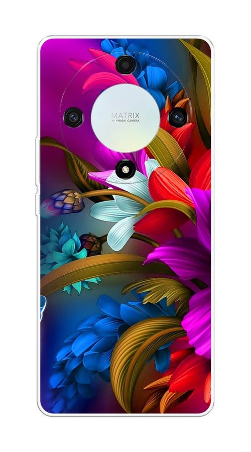 

Чехол на Honor X9A "Фантастические цветы", Фиолетовый;красный;синий, 6120850-2