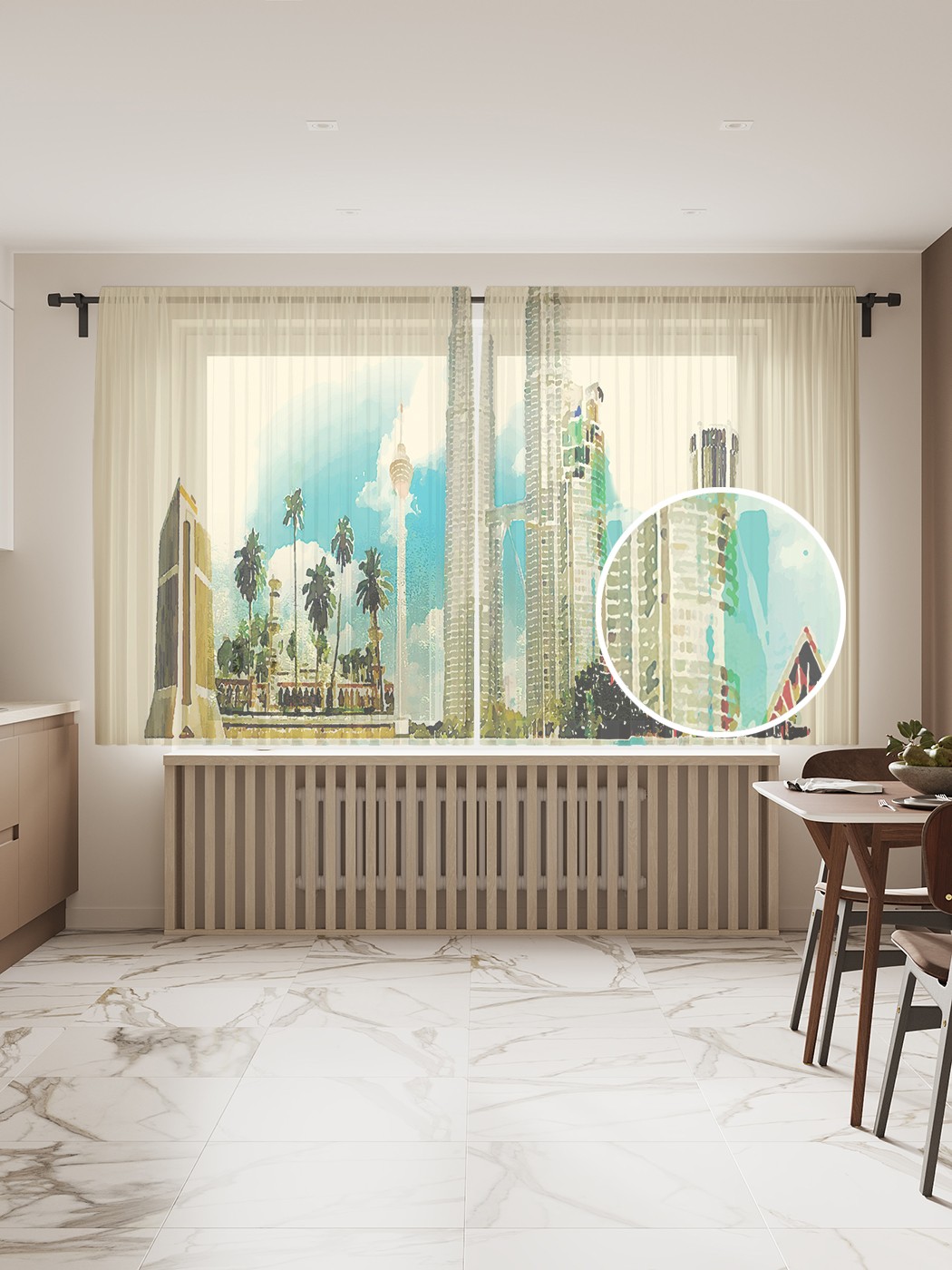 

Фототюль JoyArty "Небоскребы", 145x180 см (2 полотна со шторной лентой + 50 крючков), Небоскребы