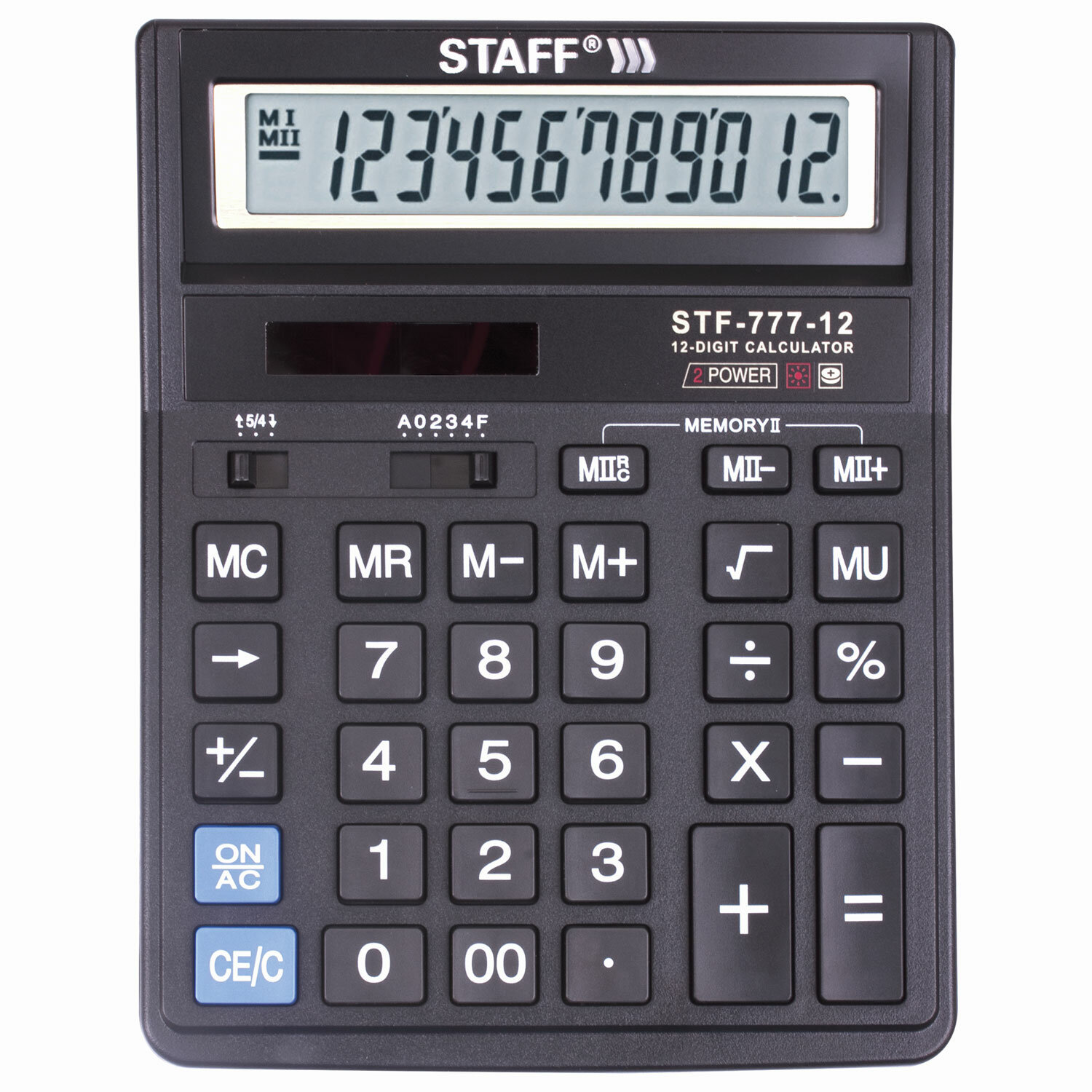 Калькулятор настольный Staff STF-777, 12 разрядов, черный