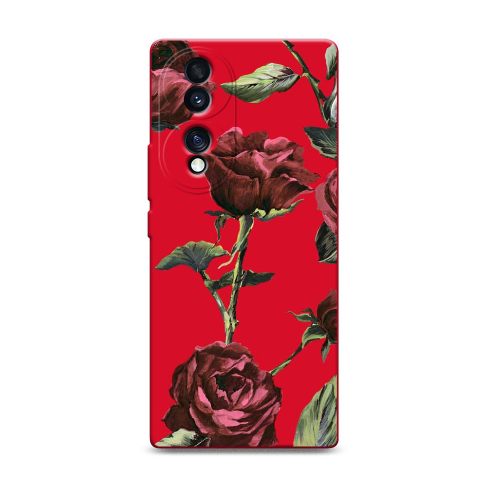 

Чехол Awog на Honor 70 "Бордовые розы фон", Красный, 6108253-1