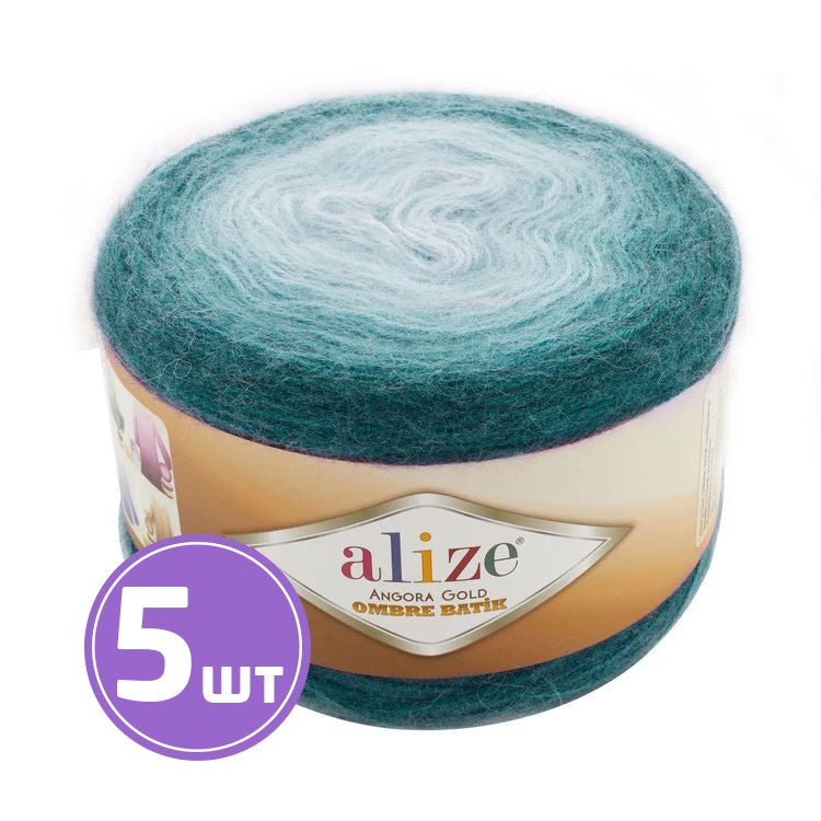 

Пряжа ALIZE Angora Gold Ombre Batik 7230, волны меланж, 5 шт. по 150 г, Синий