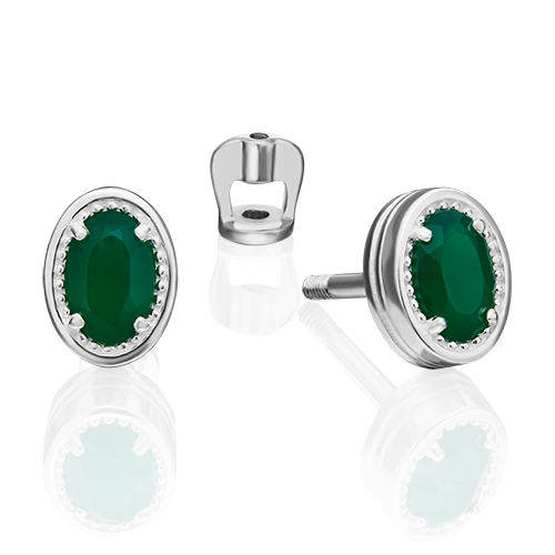 

Серьги пусеты из серебра PLATINA jewelry 02-4630, халцедон, 02-4630