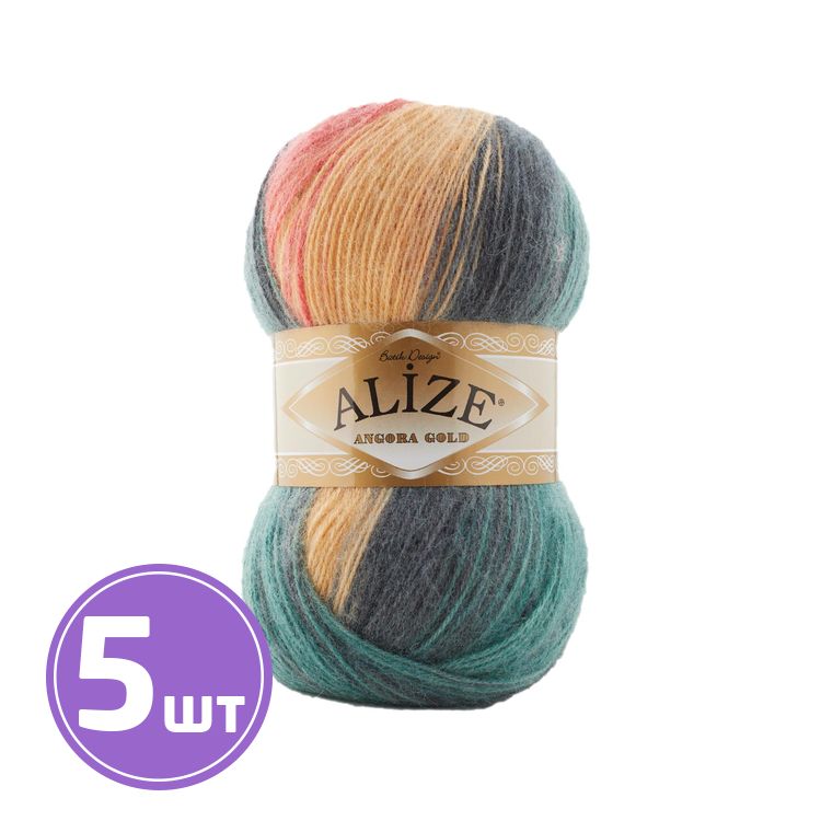 

Пряжа ALIZE Angora Gold Batik 7399, мультиколор, 5 шт. по 100 г, Разноцветный