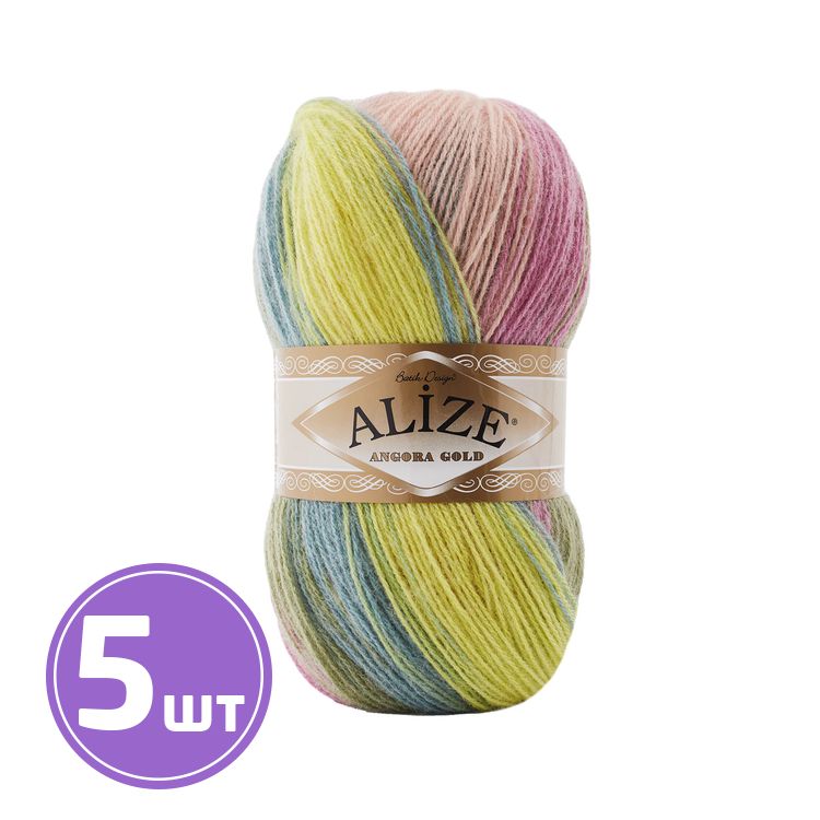 

Пряжа ALIZE Angora Gold Batik 6792, мультиколор, 5 шт. по 100 г, Разноцветный