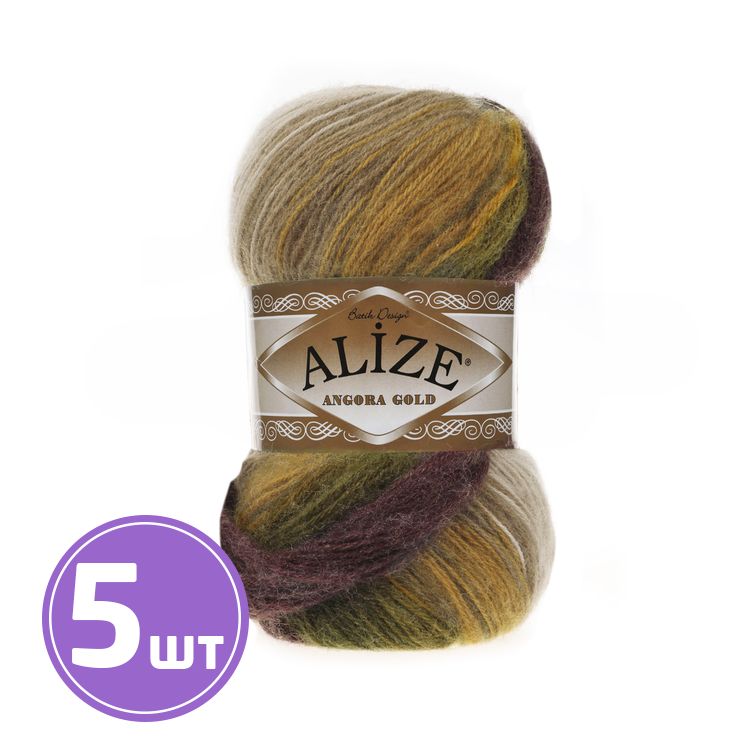 

Пряжа ALIZE Angora Gold Batik 5850, мультиколор, 5 шт. по 100 г, Разноцветный