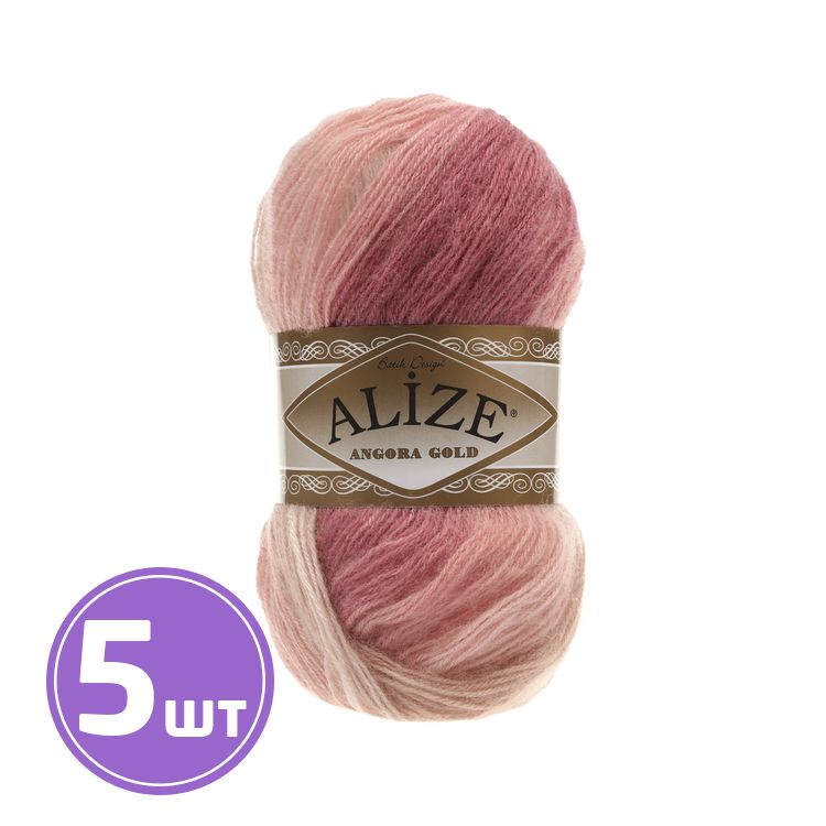 

Пряжа ALIZE Angora Gold Batik 5652, мультиколор, 5 шт. по 100 г, Разноцветный