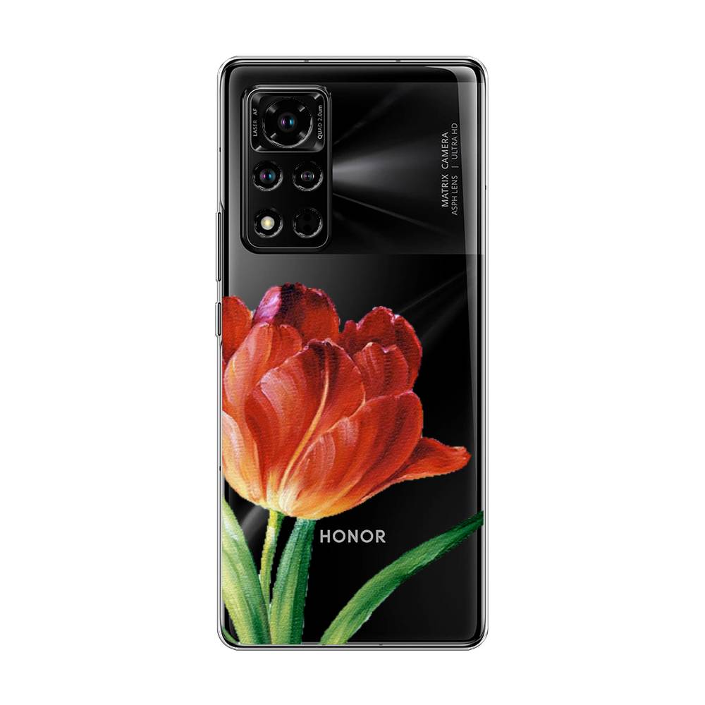 фото Чехол awog "красный тюльпан" для honor v40