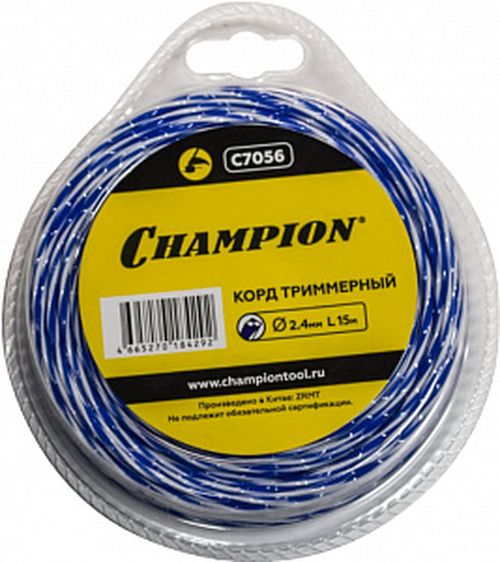 

Леска корд триммерный "Champion" Sky-cutter 2.4мм*15м, Синий