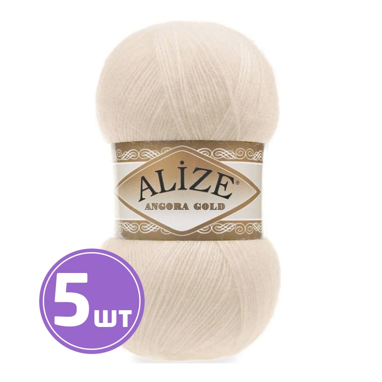 

Пряжа ALIZE Angora Gold 67, экрю, 5 шт. по 100 г, Бежевый
