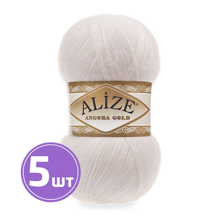 

Пряжа ALIZE Angora Gold 599, речной жемчуг, 5 шт. по 100 г, Серый