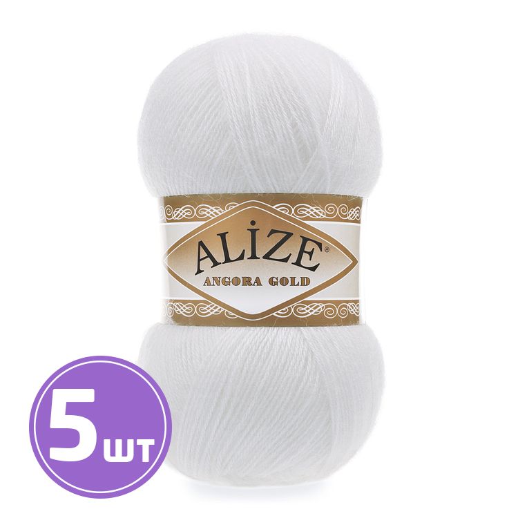 

Пряжа ALIZE Angora Gold 55, ультрабелый, 5 шт. по 100 г, Белый