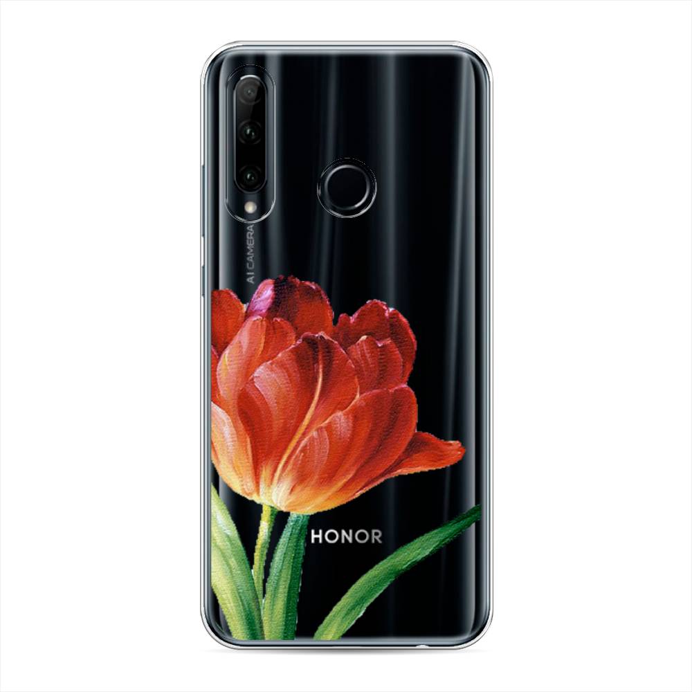 фото Чехол awog "красный тюльпан" для honor 10i