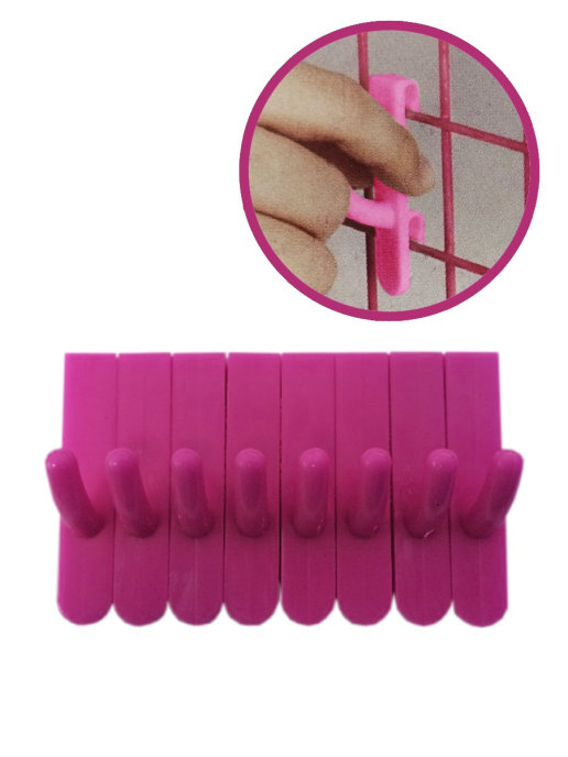 фото Пластиковые крючки-держатели для сетки, 8 шт (розовый ) markethot