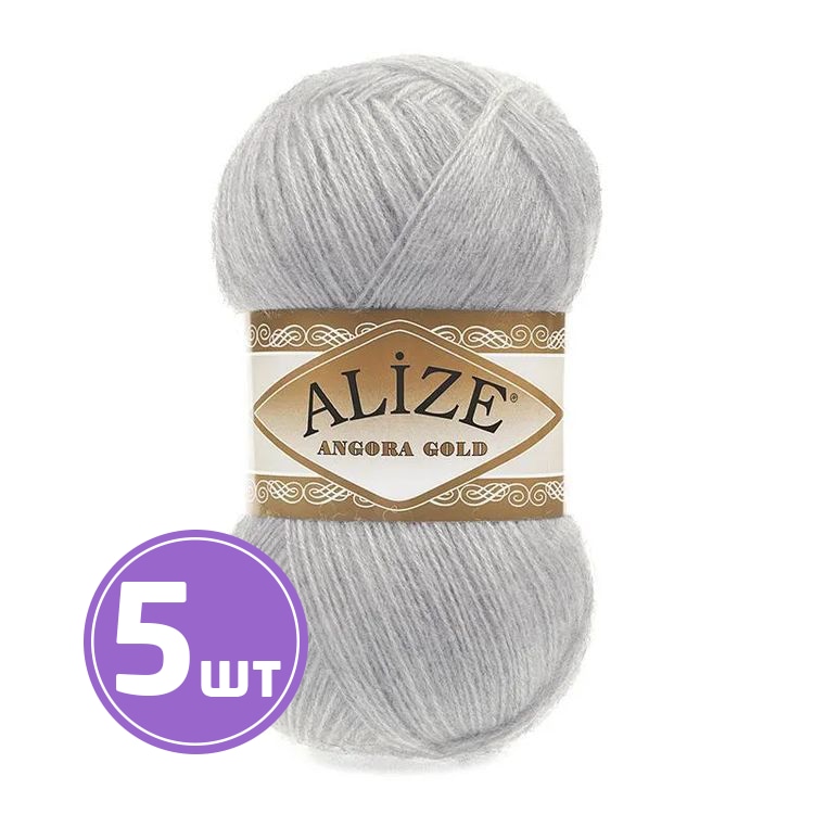 

Пряжа ALIZE Angora Gold 21, светло-серый, 5 шт. по 100 г