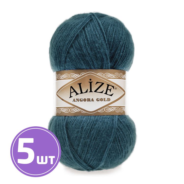 

Пряжа ALIZE Angora Gold 17, морская волна, 5 шт. по 100 г, Синий