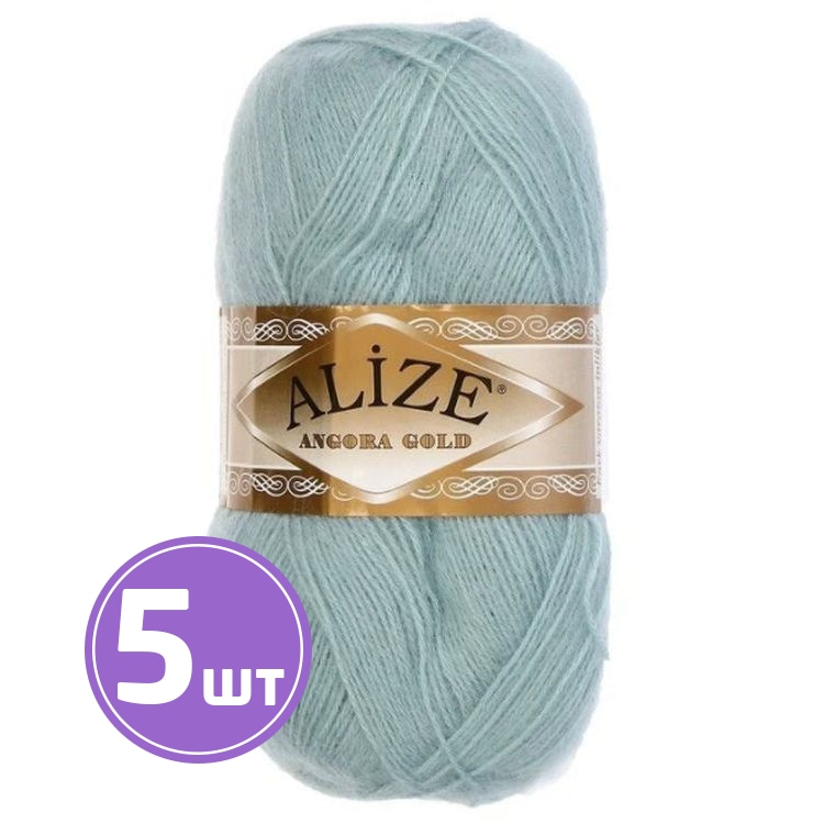 

Пряжа ALIZE Angora Gold 114, светло-аква, 5 шт. по 100 г, Голубой