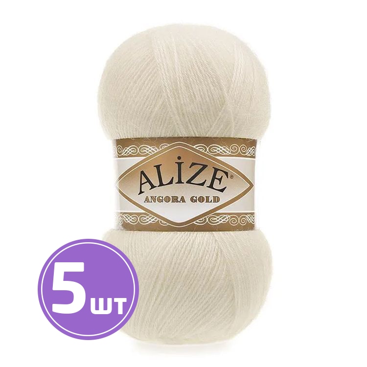 

Пряжа ALIZE Angora Gold 01, кремовый, 5 шт. по 100 г, Бежевый
