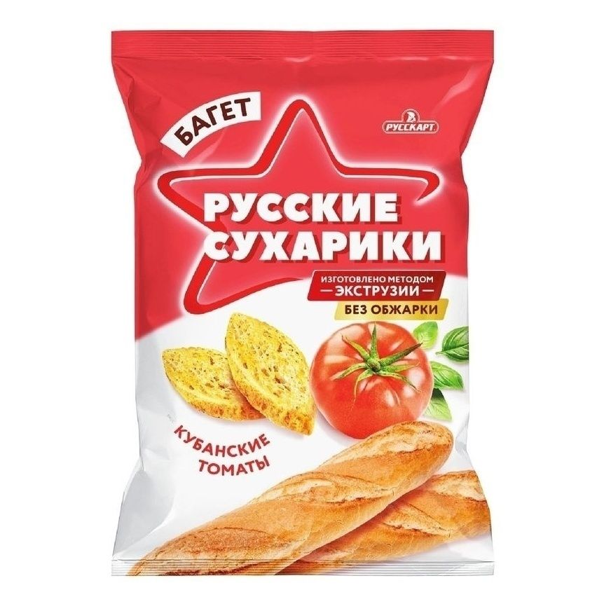 Сухарики пшеничные Русскарт хрустящие со вкусом Кубанские томаты 50 г х 24 шт