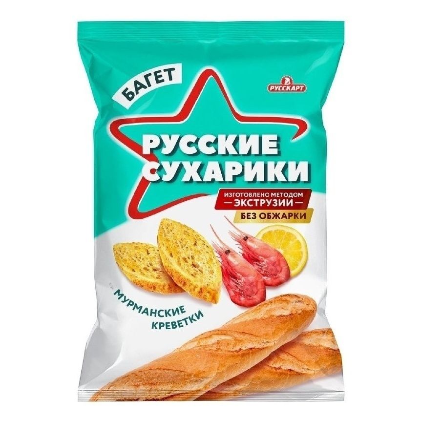 Сухарики пшеничные Русскарт хрустящие со вкусом Мурманские креветки 50 г х 24 шт