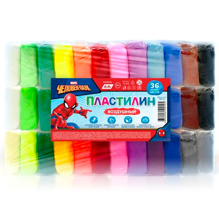 

Пластилин 36 цветов Человек Паук PL030