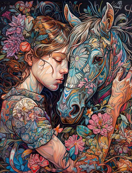 

Алмазная мозаика без подрамника Девушка с лошадью, 25x20 см, 66809, РА-203