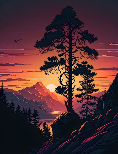 

Алмазная мозаика без подрамника Закат в горах, 25x20 см, 66796, РА-190