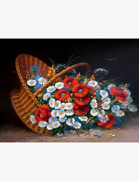 

Алмазная мозаика без подрамника Корзина с цветами, 25x20 см, 66731, РА-136