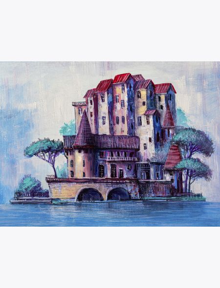 

Алмазная мозаика без подрамника Замок на воде, 25x20 см, 66715, РА-119