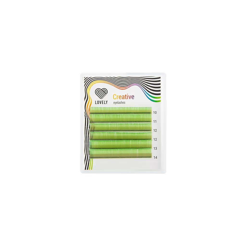 

Ресницы Lovely светло-зелёные specific green мини 6 линий C+ 0.10 7-11 мм, Зеленый