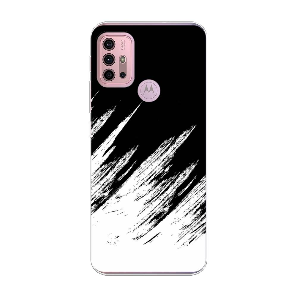 фото Силиконовый чехол "черно белые брызги" на motorola moto g30 awog