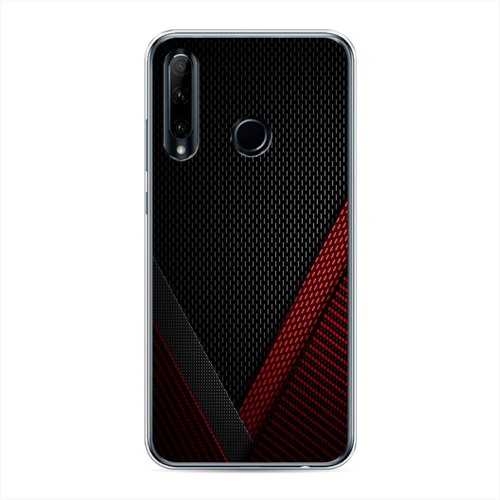 фото Чехол awog "красный карбон" для honor 10i