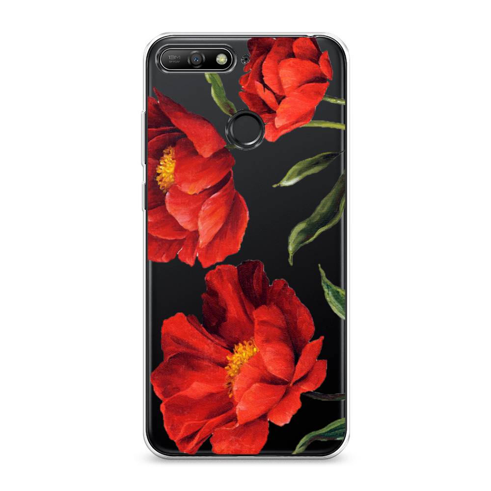 

Чехол Awog на Huawei Y6 Prime 2018 "Красные маки", Красный, 65750-8