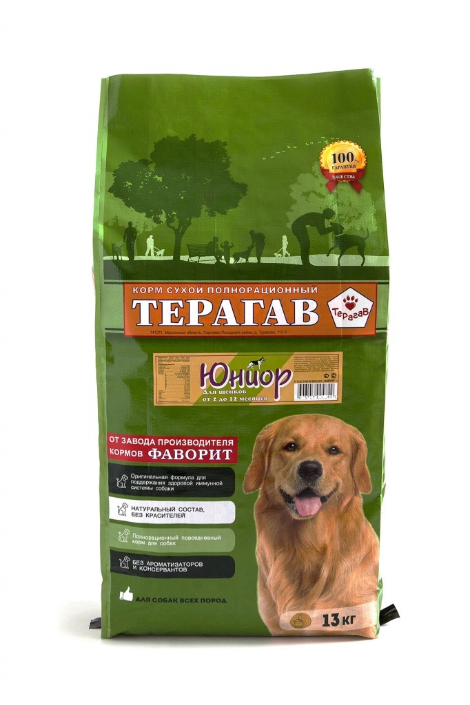 фото Сухой корм для собак терагав юниор, мясо, злаки, 13кг