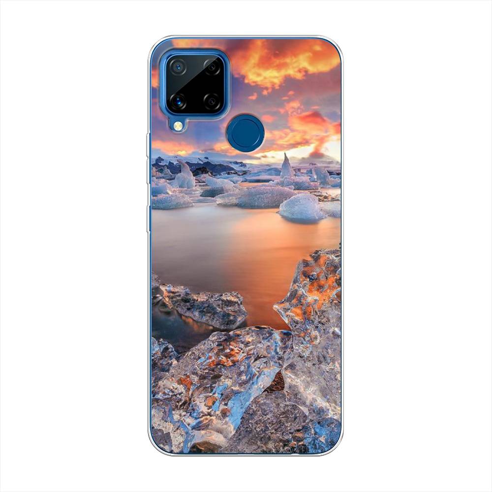 

Чехол на Oppo Realme C15 "Ледники", Синий;оранжевый, 255050-2
