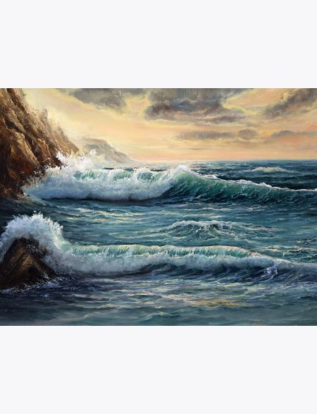 

Алмазная мозаика без подрамника Морские волны у скал, 25x20 см, 66641, РА-102