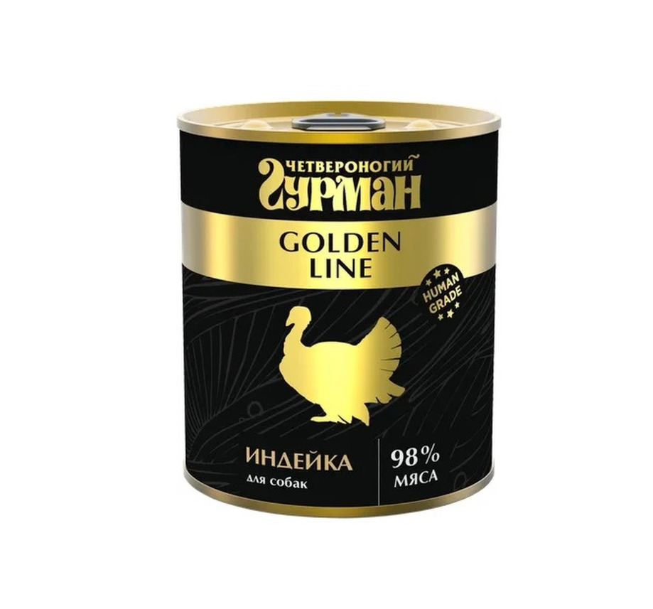 

Четвероногий Гурман Корм консервированный для собак Golden Line Индейка, 340 г, Индейка