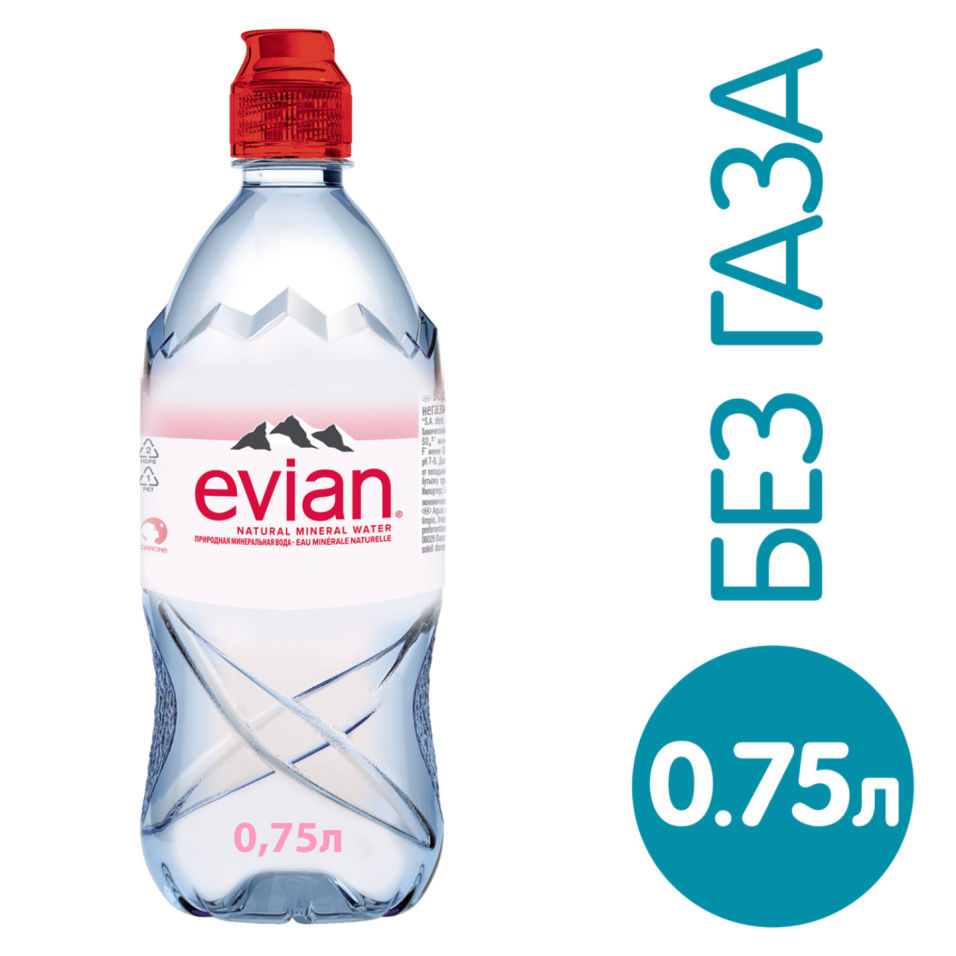 Вода Evian минеральная столовая негазированная 750мл 223₽