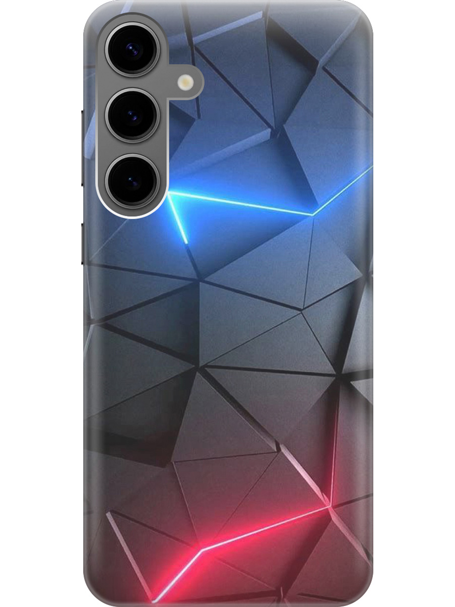 

Силиконовый чехол на Samsung Galaxy S24+ с рисунком "Графитовые грани", Серый;синий, 20011905