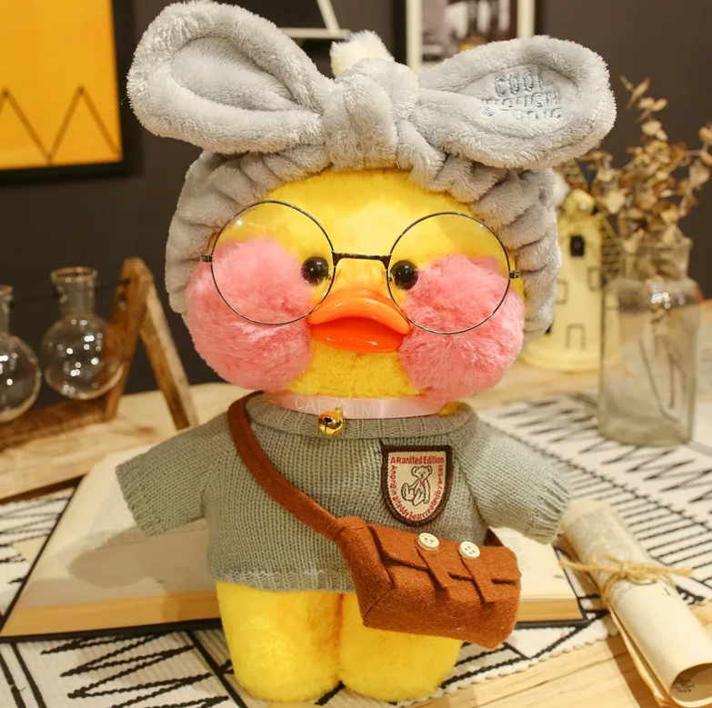 

Tinni Toys Мягкая игрушка Уточка Lalafanfan duck желтая в синем свитере 30 см