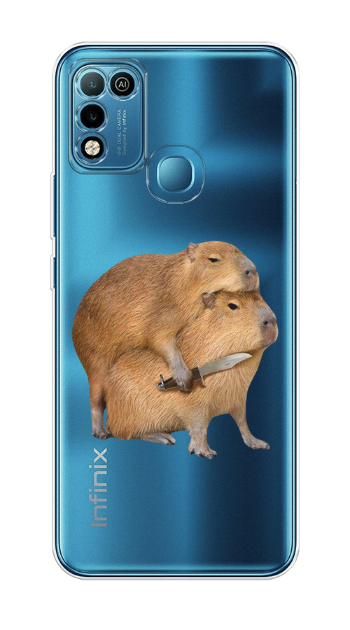 

Чехол на Infinix HOT 10 Play/HOT 11 Play "Капибара с ножом", Бежевый, 3100650-1