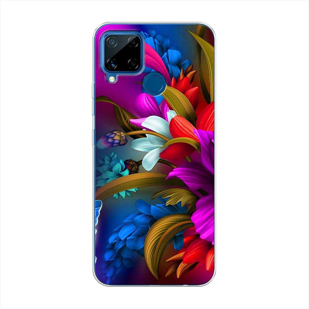 

Чехол на Oppo Realme C15 "Фантастические цветы", Фиолетовый;красный;синий, 255050-2
