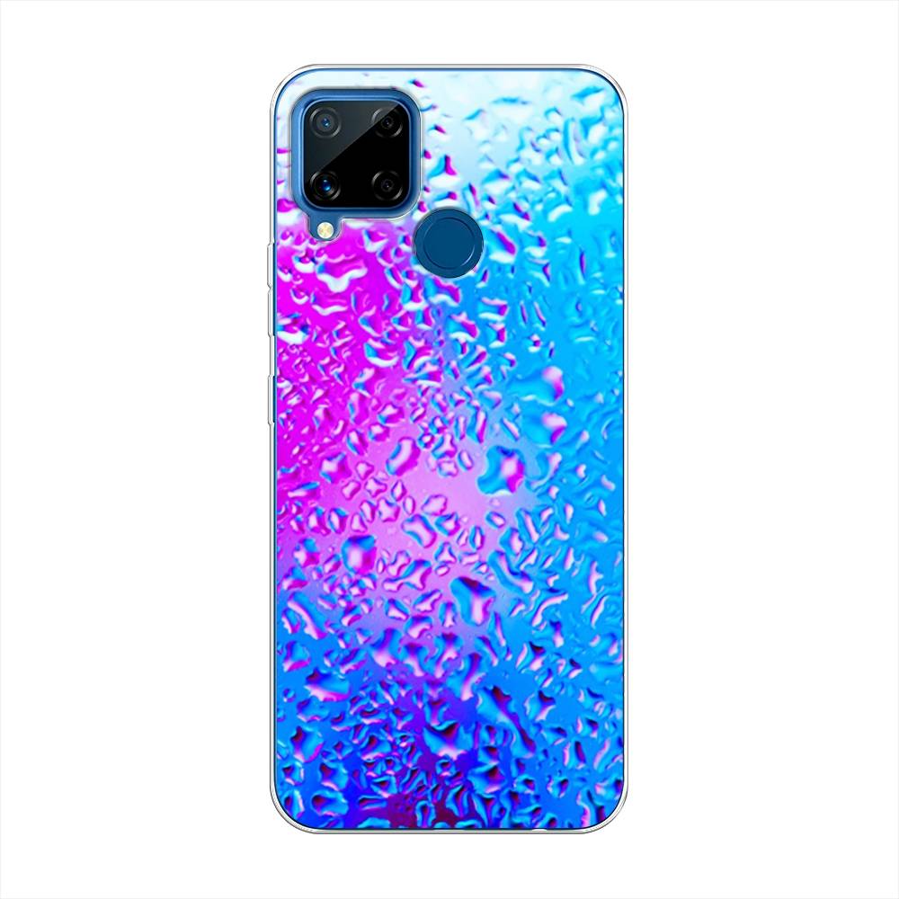 

Чехол на Oppo Realme C15 "Капли на стекле", Голубой;розовый, 255050-3