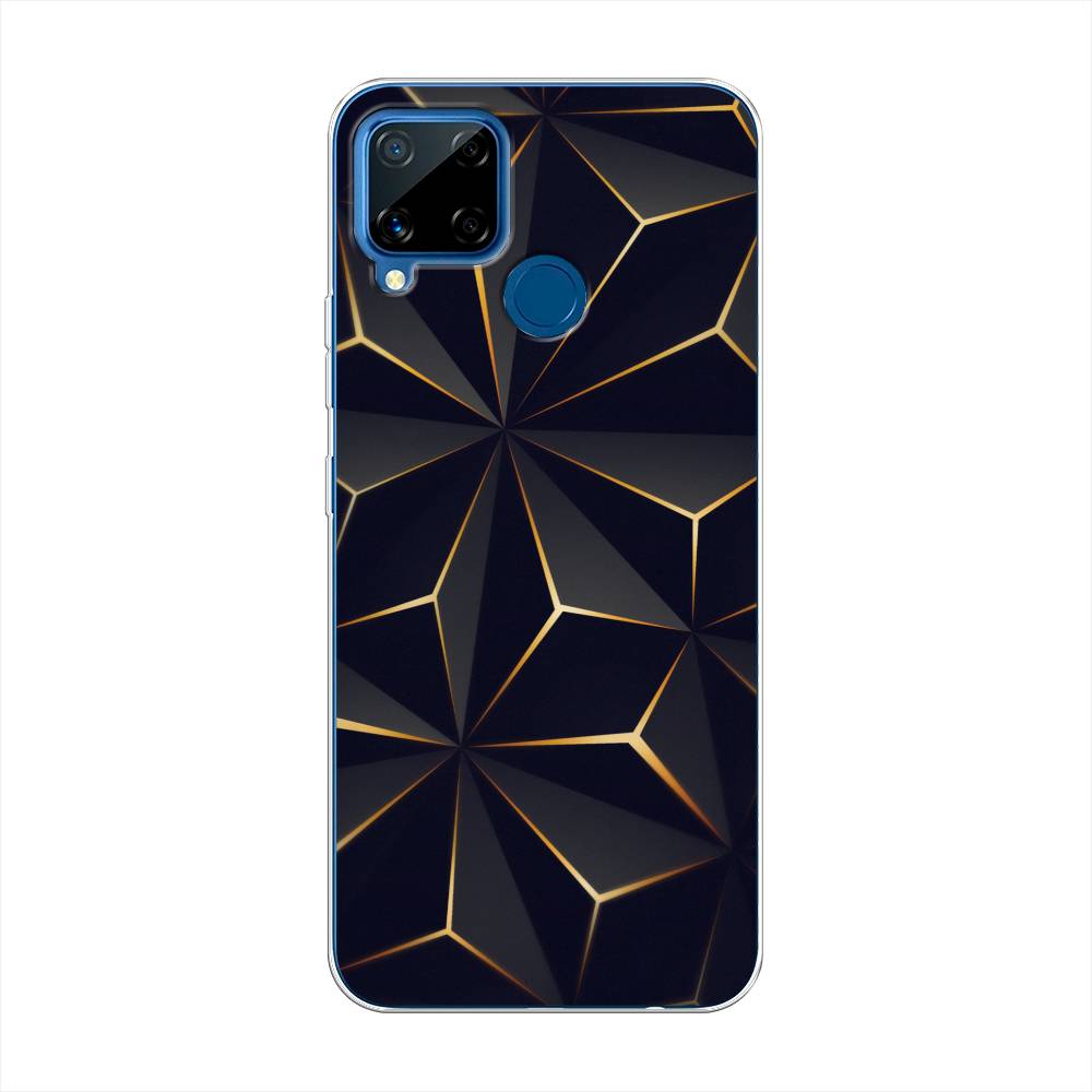 

Чехол на Oppo Realme C15 "Черные полигоны", Золотистый;черный, 255050-3